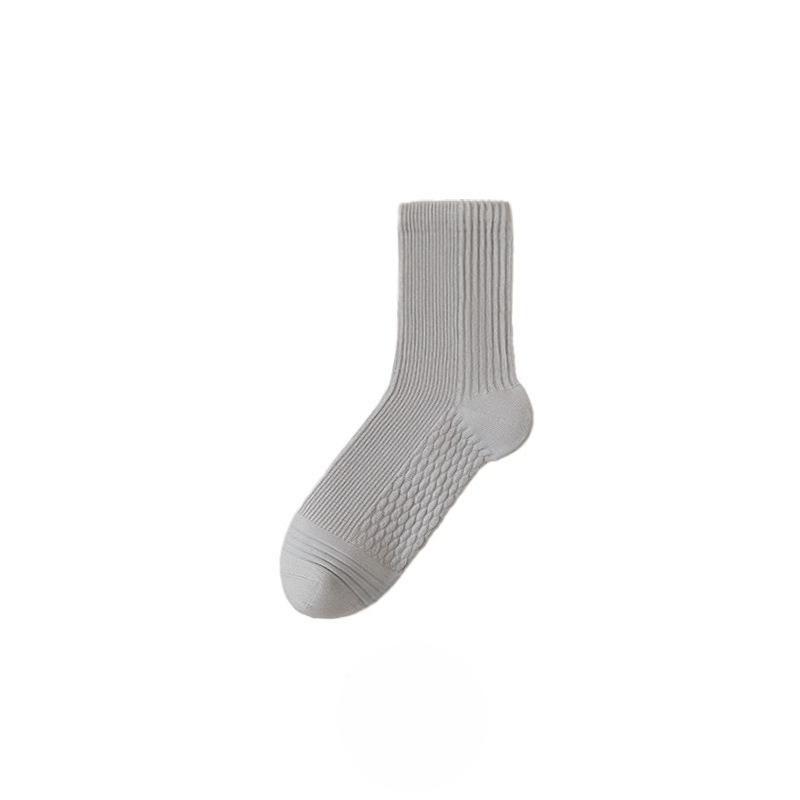 Male Spring and Autumn All Purpose Pure Color Massage Bottom Comfortable Boneless Antibacterial Deodorant Sports Tube Socks