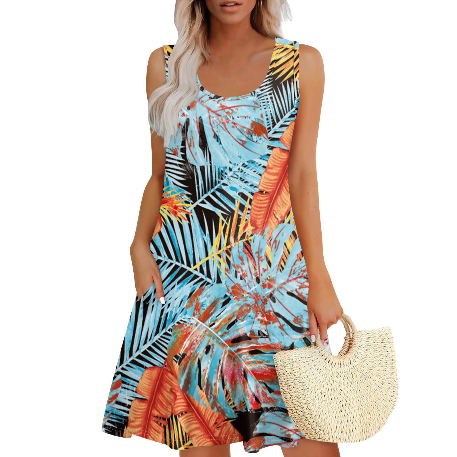 

Женские летние платья, свободные сарафаны без рукавов с U-образным вырезом и карманами S шафрановый