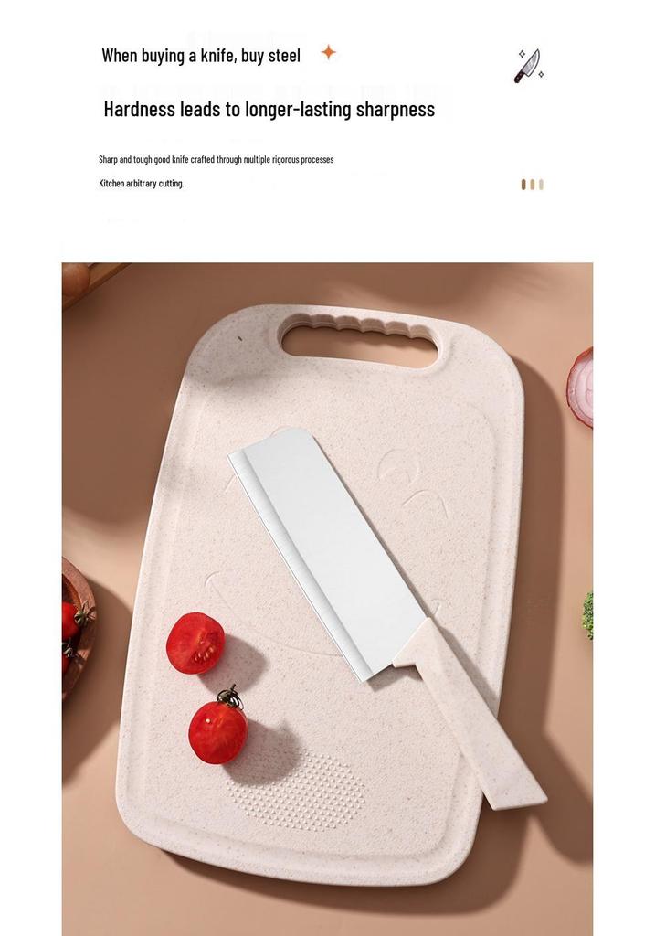 5-Piece Multi-functional Wheat Straw Cutting Board Set: Includes Kitchen Knife, Fruit Knife, Scissors, Chopping Board, Outdoor Knife.