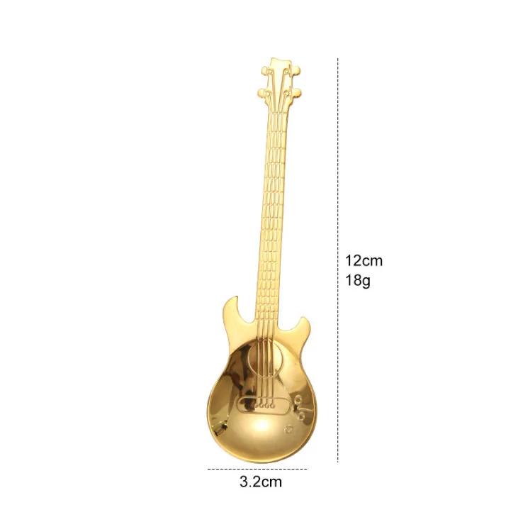 Guitar Coffee Teaspoons,4 Pcs Stainless Steel Musical Coffee Spoons Teaspoons Mixing Spoons Sugar Spoon(Silver)