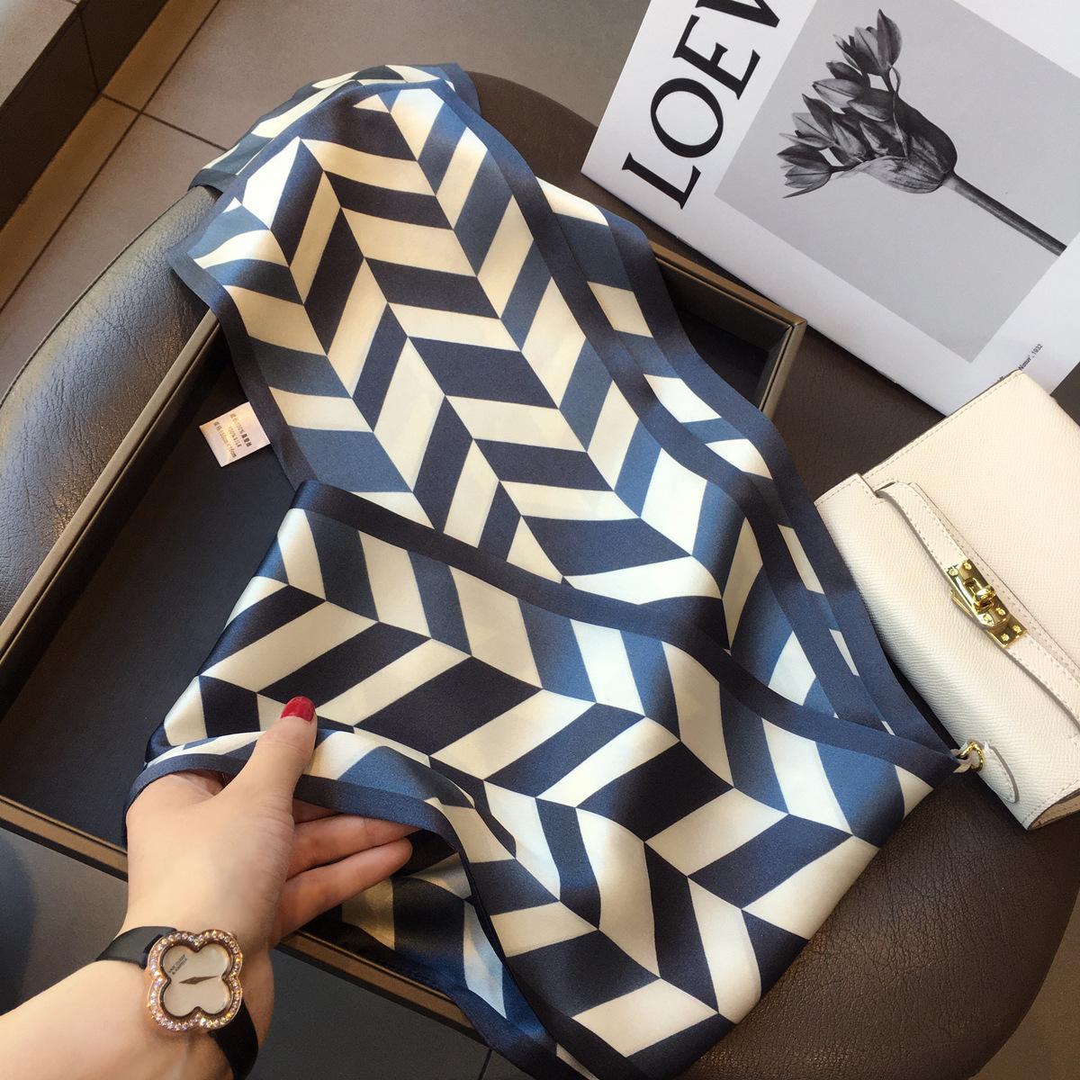 

Silk Mulberry Silk Silk Scarf Versatile Serrated Pattern Double-Layer Silk Scarf Thin And Narrow Long Scarf Streamer 16*150cm