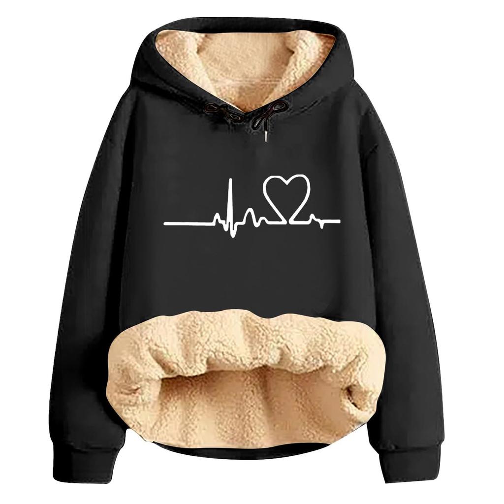 Set de două piese casual, cu glugă, căptușită, cu imprimeu la modă pentru femei