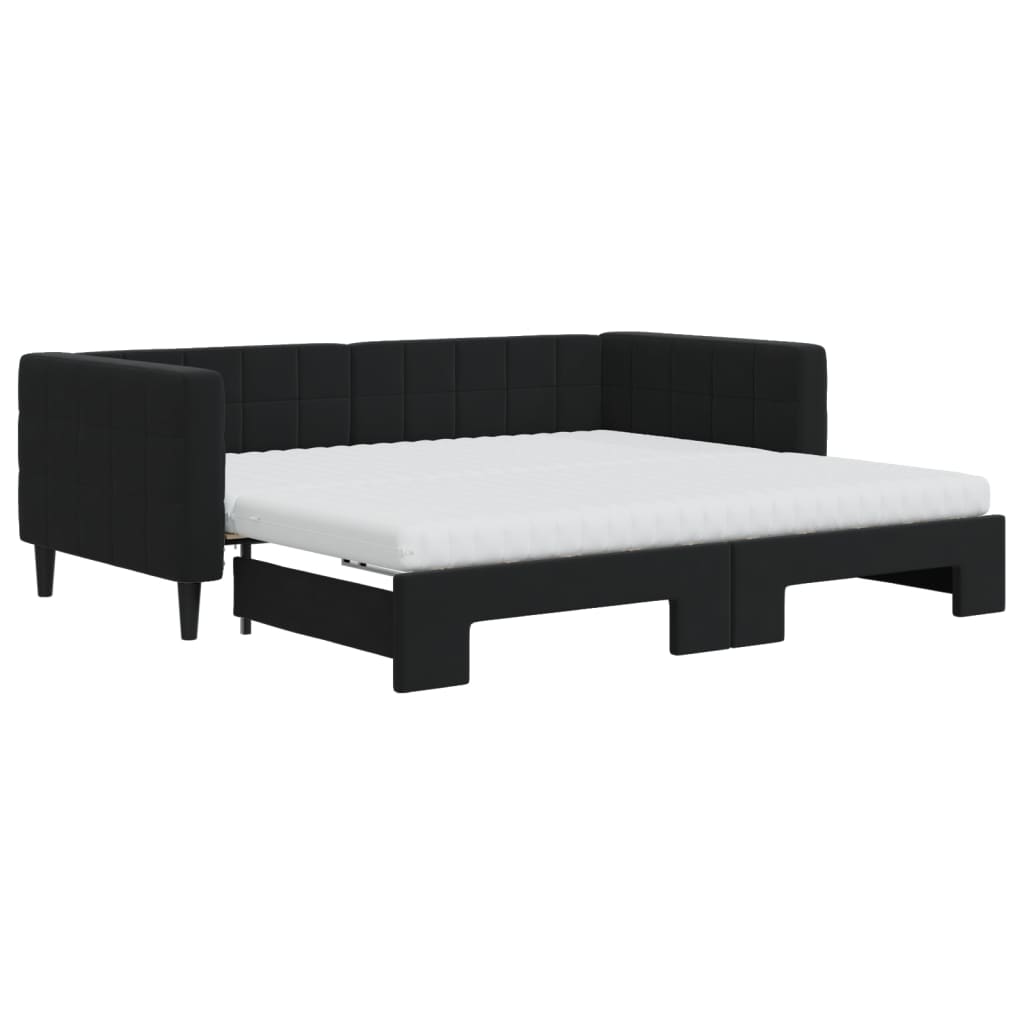Extendable Daybed with Mattresses Black 90x190 Cm Velvet