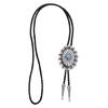 Mens American Bolo Tie Vintage Western Metal Wolf Head Stone Cowboy Necklace