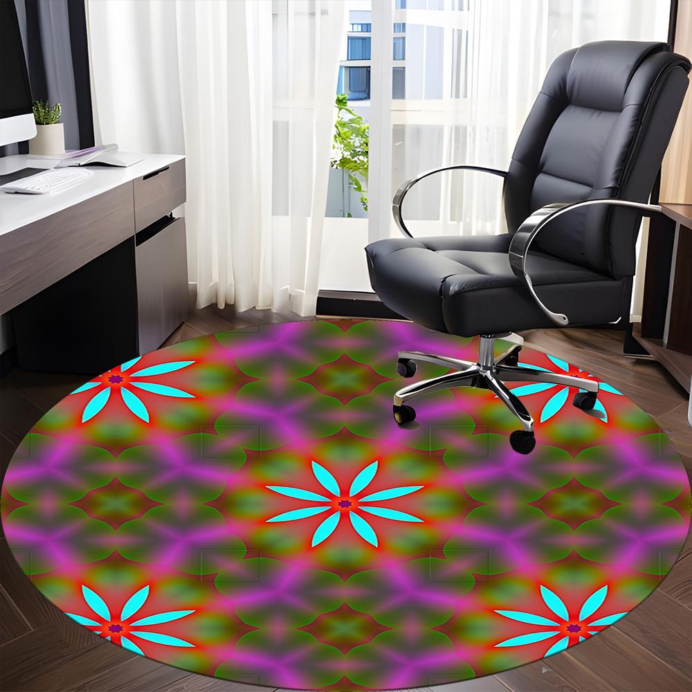 1pc Floral Pattern Carpet, Round Non Slip Durable Large Size Office Carpet, Suitable for Office