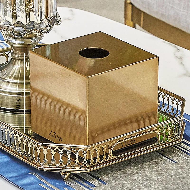 European Living Room Magnetic Paper Napkin Organizer Home Decoration Tissue Box Cover Metal Gilded Bird Decorative Tissue Holder