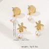 Vintage Metal Shell Starfish Pearl Drop Earrings For Women Trendy Gold Color Beach Shell Stud Earring Summer Jewelry Party Gifts
