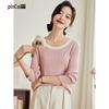 PinCai Women's Round Neck Bow Embroidery Knit Sweater