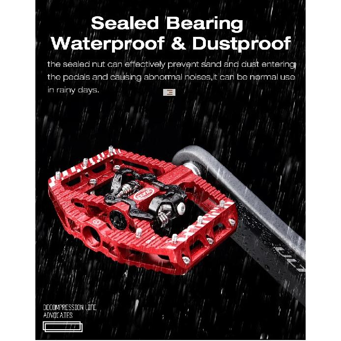 CXWXC 2 In 1 SPD Bicycle Self-Locking Pedal/Flat Bike Pedal for MTB/Road Aluminum Anti-slip 3 Sealed Bearing Bike Lock Pedal