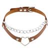 DIEZI Sexy Lignt Brown PU Leather Necklace Women Men New Harajuku Gothic Vintage Heart Chain Choker Statement Necklace Jewelry