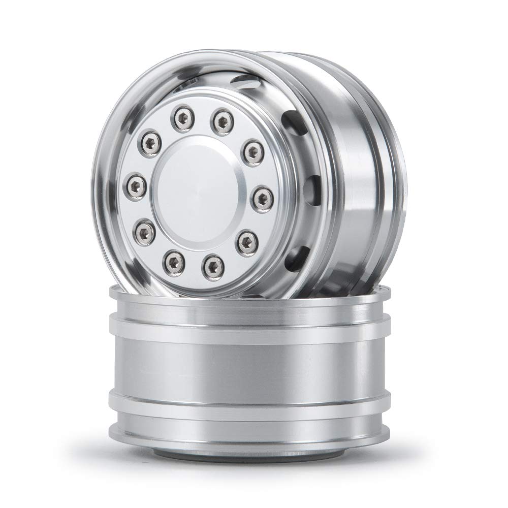 TRZX Metal Front Wheel Hub Rim Upgrade Parts for 1/14 Tamiya Trailer Truck RC Car (2 Pieces)