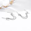 925 Sterling Silver Multi Ear Hole Tassels With Diamond Earrings Long Personalized And Elegant Earrings Birthday Gift Jewelry
