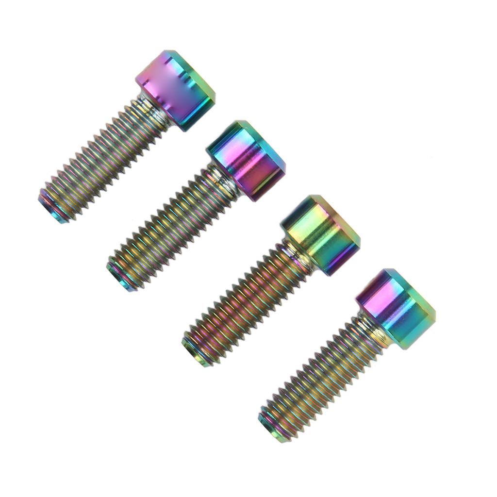 4 Sets Disk Brake Screw Washers Set M6 18mm Firm Connection Rustproof Light Ti Alloy Disk Brake Fixing Screw Set