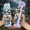 1PC Fishing Bass Fish Outdoor Scene Print 750ml Color Plastic Sports Water Bottle Leakproof Flip Straw Lid Suitable for Sports Office Home Use