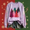 Women's Fashion Long Sleeve Crewneck Pullover Sweatshirt with Christmas Print Top