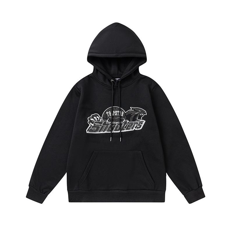 Foreign trade new rainbow color matching letter embroidery velvet loose hooded sweater casual trousers set men and women the same style