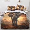 Elephant Quilt Cover Set with Zip, African Elephant Duvet Cover Set with Pillowcases Bedding Set Soft Microfiber Comforter Cover