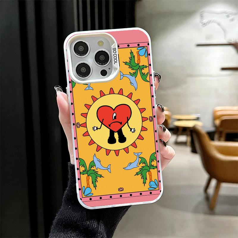 Bad Bunny Heart Shockproof Phone Case for iPhone 17 Air 16 16E 15 Pro Max 14 Plus 13 Mini 12 Back Cover Anti Fall Fundas