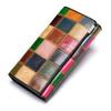 Women's Purse Three Fold Spliced Genuine Leather Wallet Women Retro Boho Purses Coins and Cards Ladies Wallets Long Clutch Bag Women Wristlet Wallets