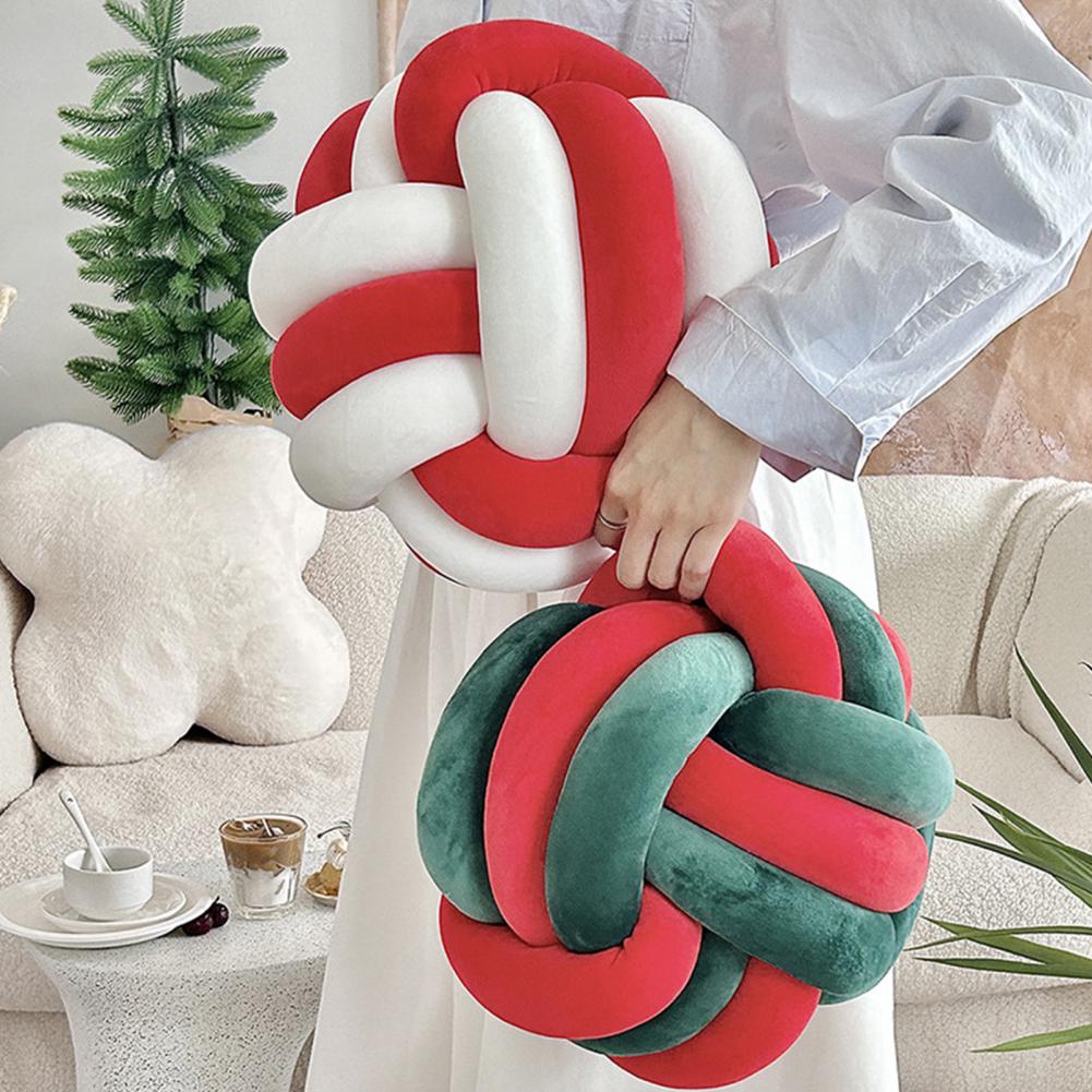 Knot Ball Throw Pillow Plush Soft Aesthetic Cushion Stress Relieving Decorative Two-Color Knotted Pillow for Sofa Bed Car Decor