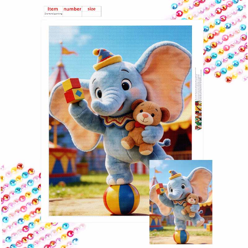Disney Dumbo Elephant Circus Theme Diamond Painting Art Kit Handmade DIY Home Decor Gifts Round 20x30cm
