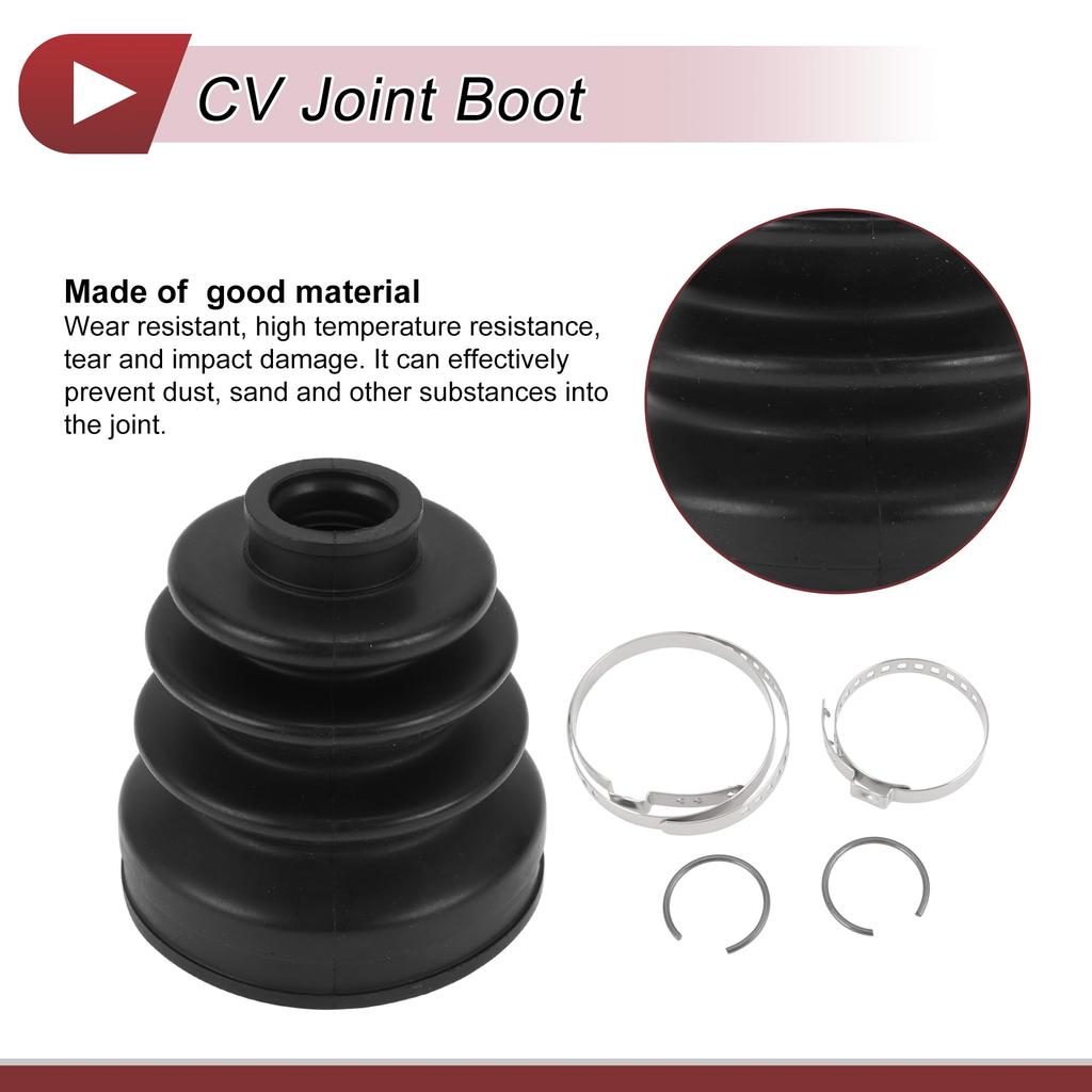 HEROFFIX Honda Accord 2005-2007 1 Set CV Joint Boot Kit Inner Constant Velocity Joint Boot W/Clamp No.44017S84C00 Black Rubber