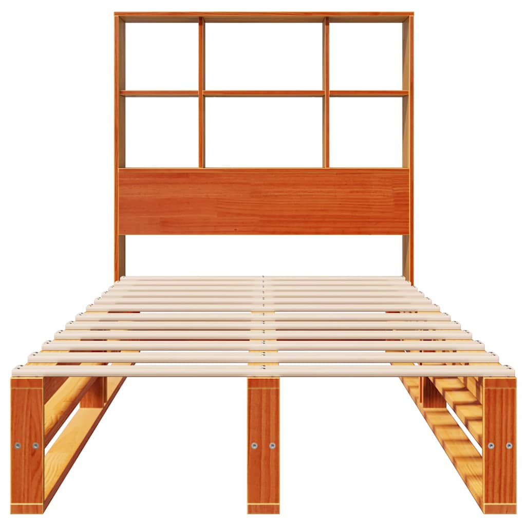 Vidaxl Bed With Shelf, Without Mattress, Waxed Brown, 100X200 Cm, Wood
