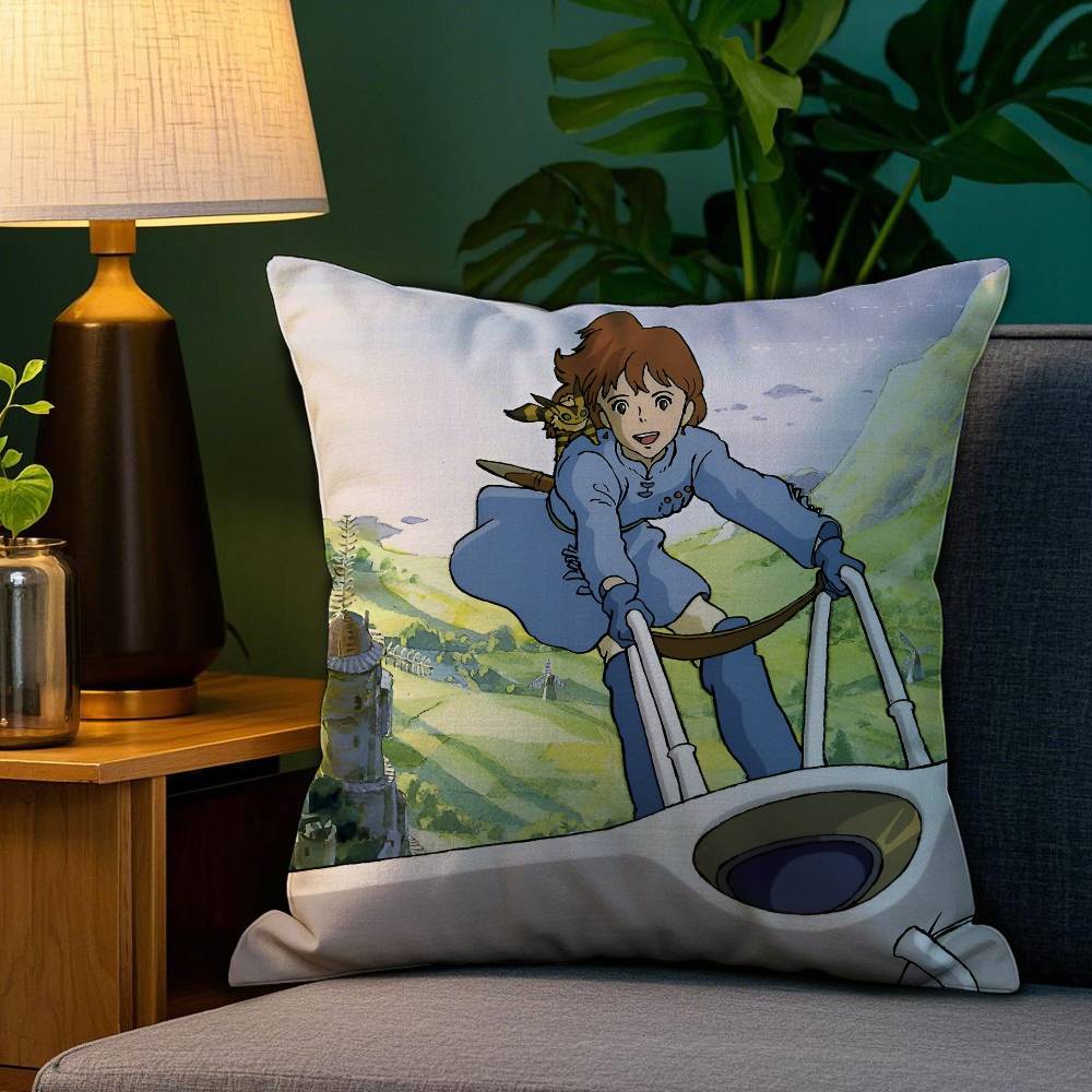 

Anime V-Valley of the W-Wind Cartoon Pillow Case Anti-dustmite Pillowcase Invisible zipper silky short plush Sofa cushion cover 12x12Inch