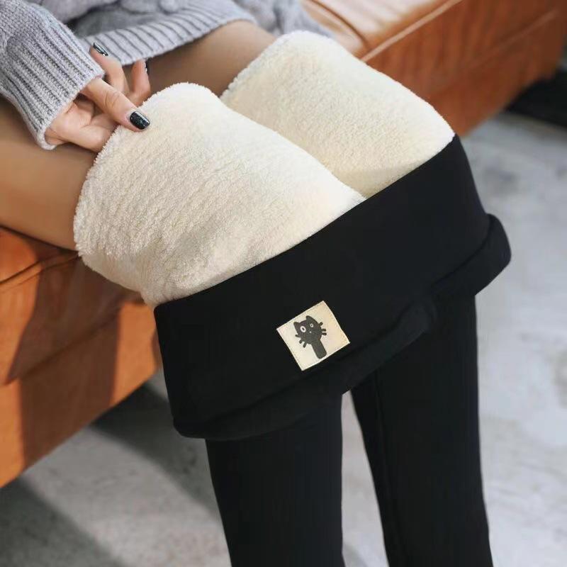 Women's Fleece-Lined High-Waisted Lambswool Leggings