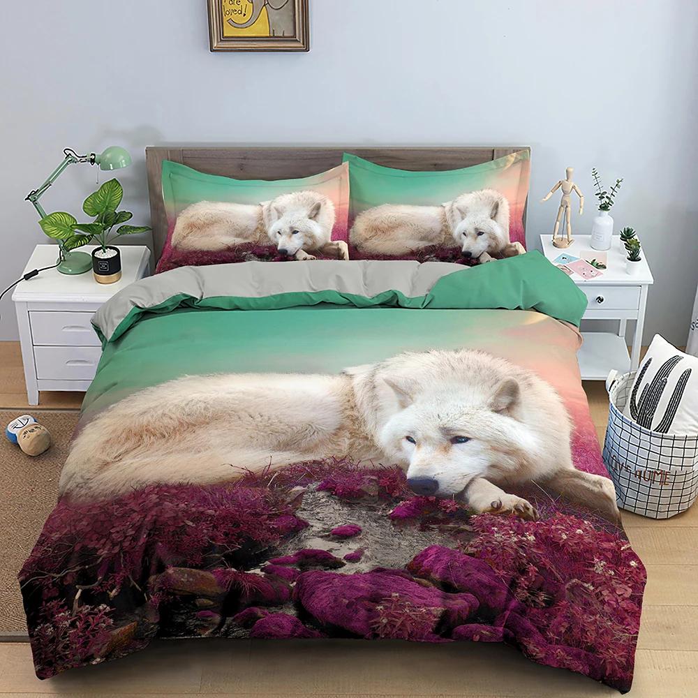 Moon Wolf Bohemia Cotton Duvet Cover 220x240 Winter Double Bed Set Couple Bed Quilt Covers Comforter Sets King Size Bedding Set