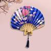 Shell Fan No Burr Non-breakable Festival Gift with Tassel Decorative Vintage Style Floral Print Kimono Japanese Style Hand Fan Home Supply