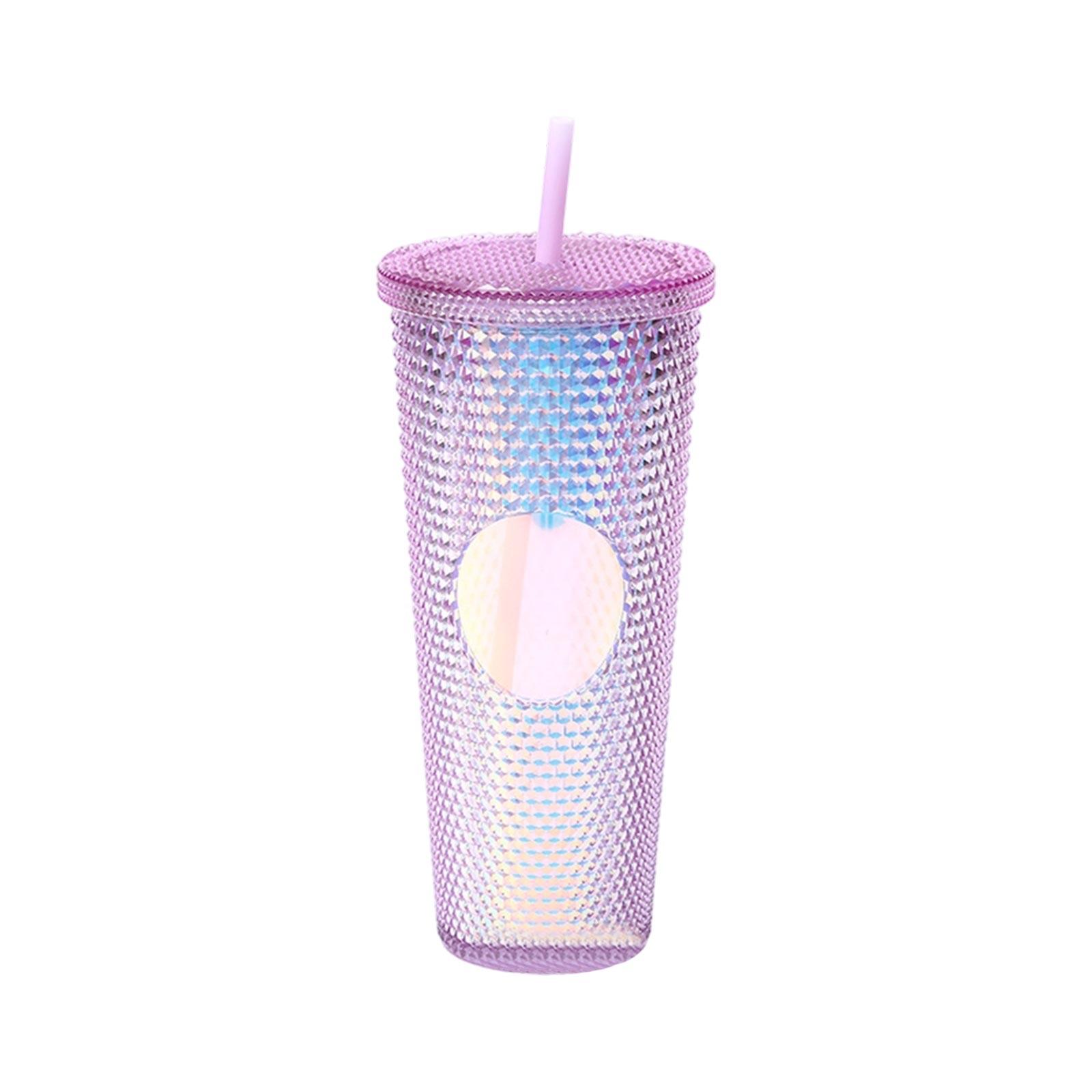 Portable Textured Tumbler Cup with Straw Double Wall Insulated Reusable Drinkware for Outdoor Travel and Everyday Use One Size