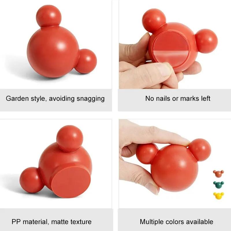 4 Pc Little Bear Hook Key Umbrella Towel Cap Coat Rack Hangers Hooks Wall Animal Decoration RackSelf Adhesive Dormitory Door