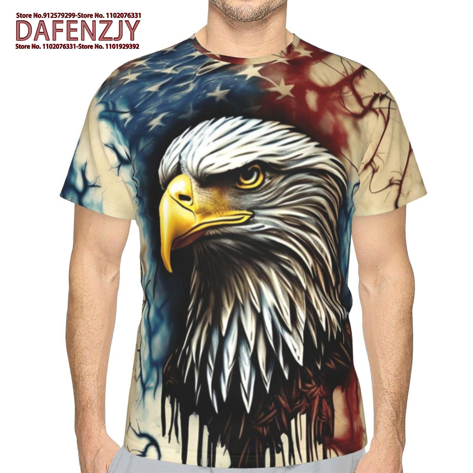 

Чоловіча коротка зручна футболка для сну з візерунком орла, літня повсякденна модна повітропроникна, дихаюча зручна топ з короткими рукавами XXXL чорний