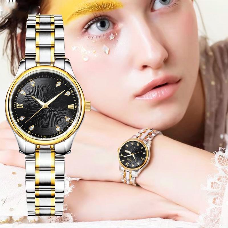 Modern Women Quartz Watch For ORUSS Simple Steel Band Waterproof Luminous Pointer Fashion Elegant Office Casual Wrist Clock