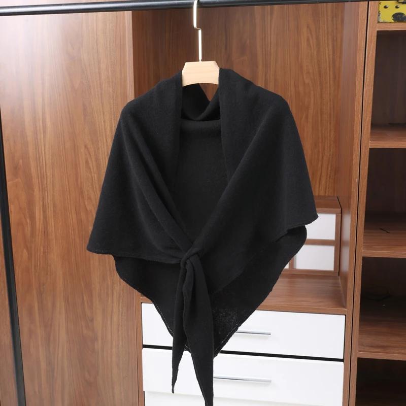 Women's 100% Cashmere Perforated Knit Shawl Wrap Casual Fashion Accessory Versatile Tie Front Winter Daily Outfit poncho scarf
