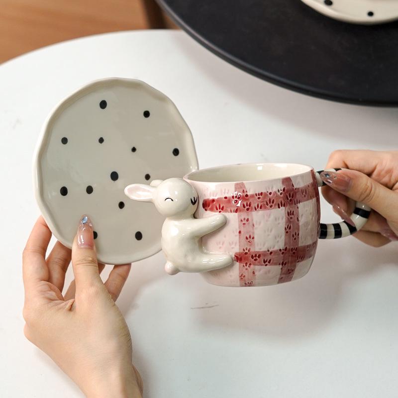 3D Koala Ceramic Coffee Mug with Handle: Hand-Painted, Beautiful Design for Couples