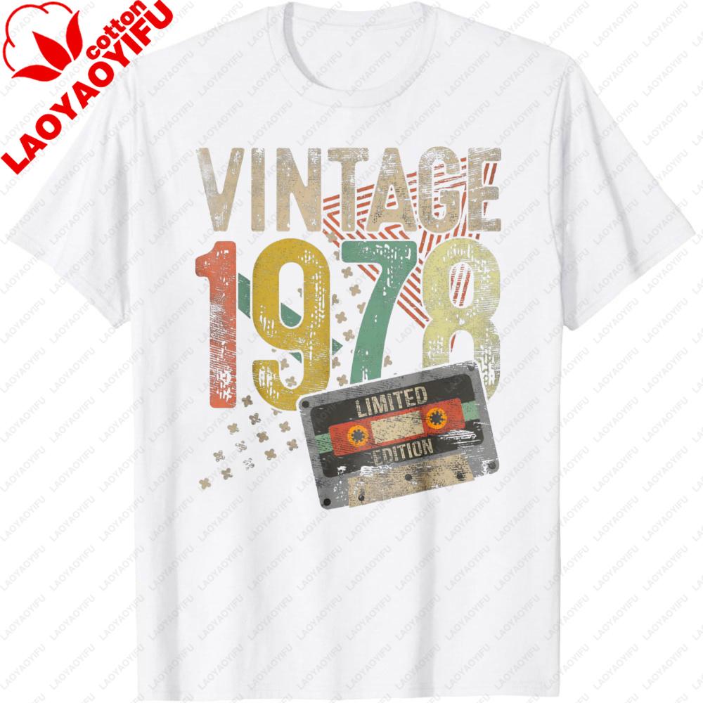 Vintage 1978 Tape 48th Birthday Gift Men Women 48 Year Old TShirt Man Cotton T Shirts Family Gathering Oversized T Shirt