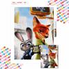 DIY Diamond Painting Officer Fox and Officer Rabbit Cross Stitch Kit Mosaic Art Diamond Painting Full Circle Diamond Home Decoration