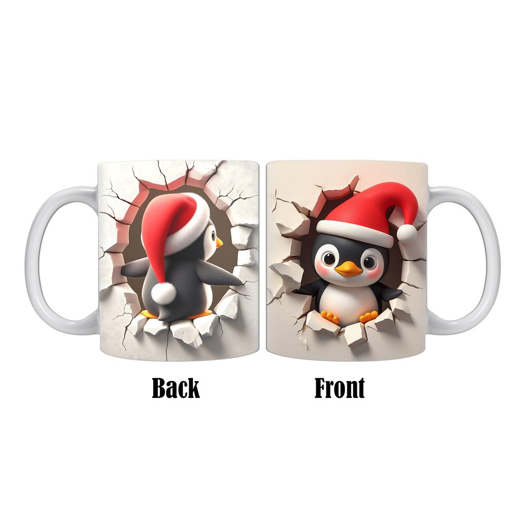 3D Gingerbread Man Gingerbread Penguin Snowman Christmas Ceramic Coffee Mark Mug Butt