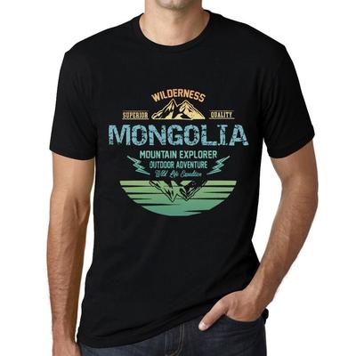Men’s Vintage Tee Shirt Graphic T Shirt Mountain Explorer Mongolia Deep Black