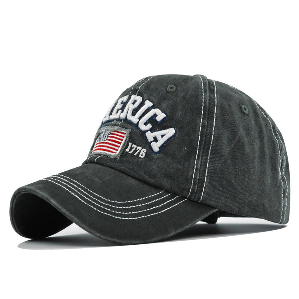 Washed Cotton Vintage American Flag Embroidery Baseball Hat for Women and Wen Fashion Daily Versatile Hip Hop Hat Casquette