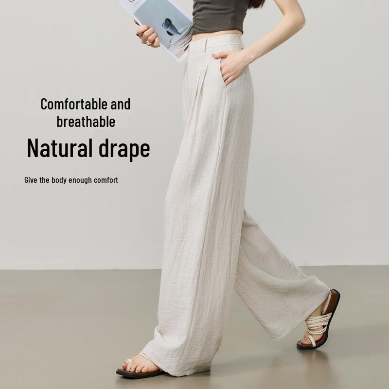 ESE-Y Women's Drapey Linen Blend Wide-Leg Pants