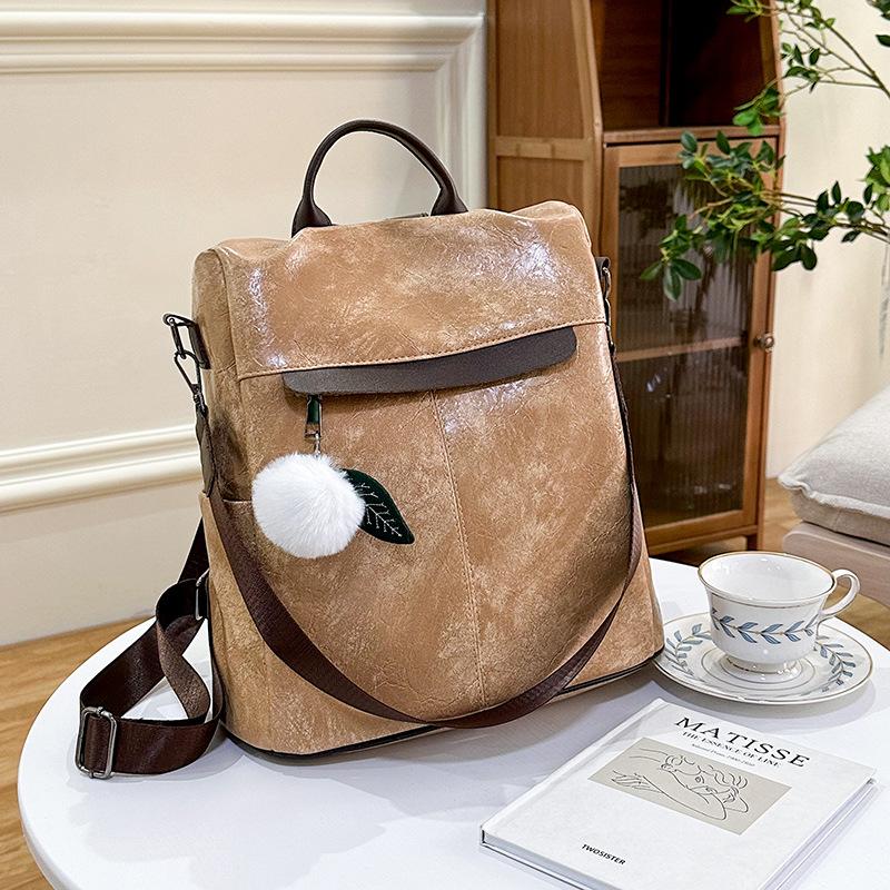 Trend anti-theft backpack women's new fashion multi-functional casual backpack retro backpack