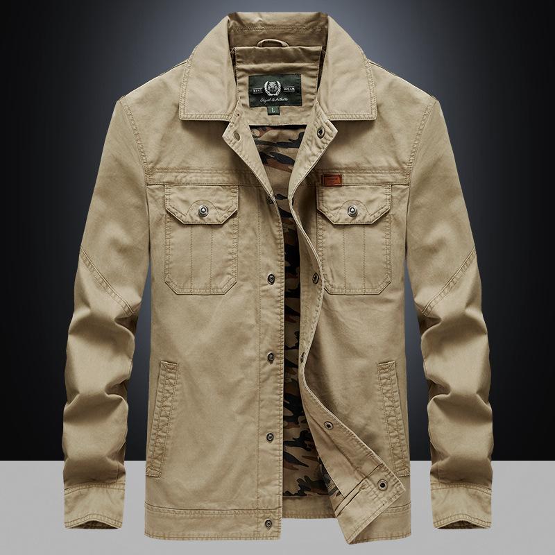 

Пиджак с лацканами, мужской, весенний, новый, деловой, повседневный, инструментальный, большого размера, воротник-стойка, куртка для среднего возраста M хаки