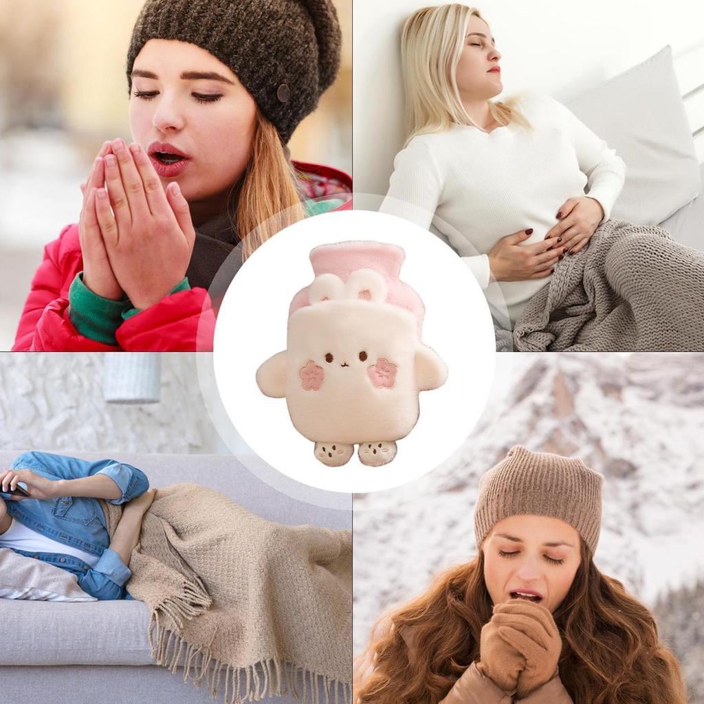 Plush Hot Water Bottle 1L Animal Shape Warming Supplies Cute Stomach Warmer For Patients Elderly Students Athletes Players