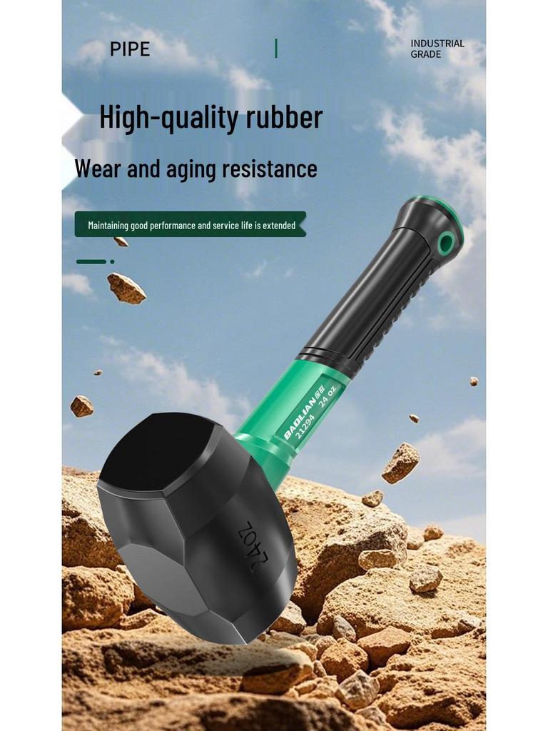 Baolian Shockproof Rubber Hammer - Anti-bend, Industrial Grade, Solid, Multifunctional Installation Tool for Flooring and Tiles.