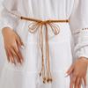 Inspired Cotton Ethnic Womens Belt Wooden Bead Pendant Fashion Waist Rope