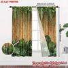 Set Of 2 Polyester Plant Curtains Digital Printing Natural Green Brown Zen Style Leaf Pattern Living Room Bedroom Decor Curtain Ideal For Sitting