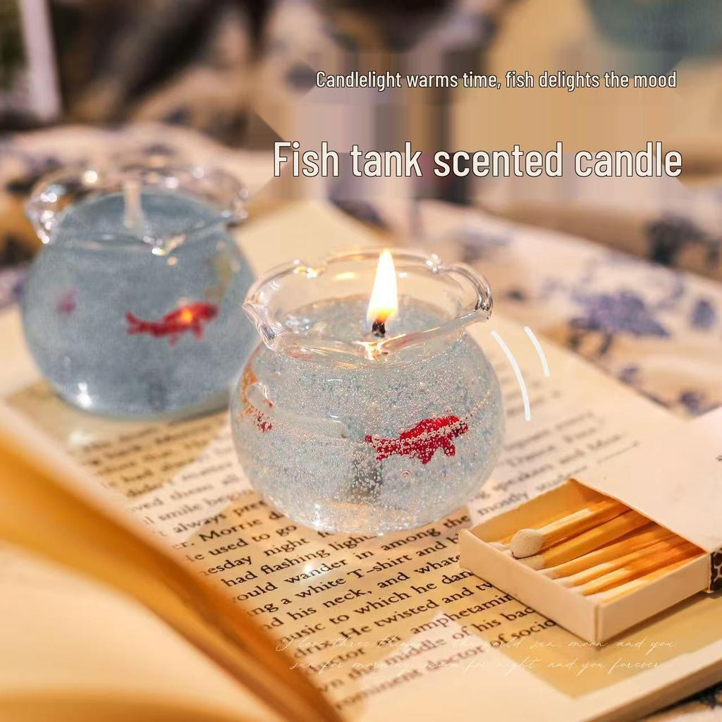 Freesia Scented Candle - Long-Lasting Fish Tank Ornament, Birthday Gift for Her